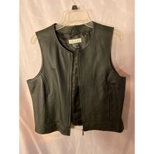 *Stephanie Andrews Black  Leather Vest size L